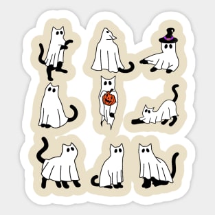 Cute Ghost Cat Funny Halloween Black Cat Sticker